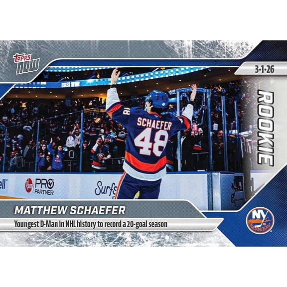 NHL 2025-26 Topps NOW Hockey  Matthew Schaefer #111 [Rookie Sticker Card]