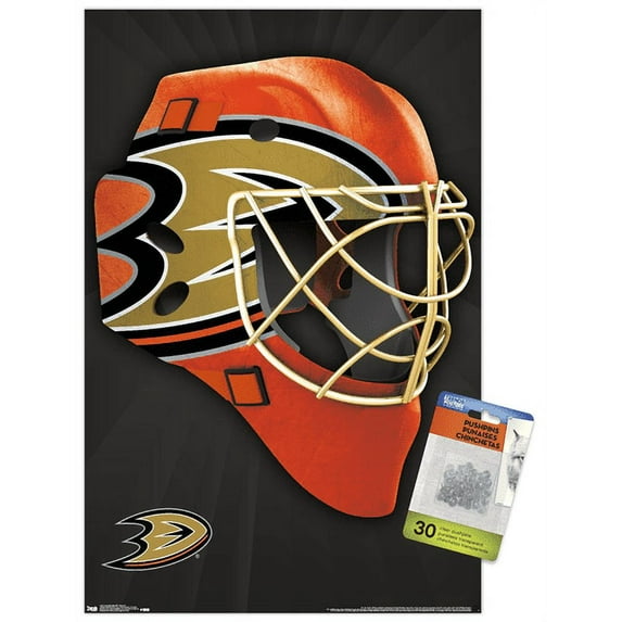 NHL Anaheim Ducks - Mask 16 Wall Poster with Push Pins, 14.725" x 22.375"