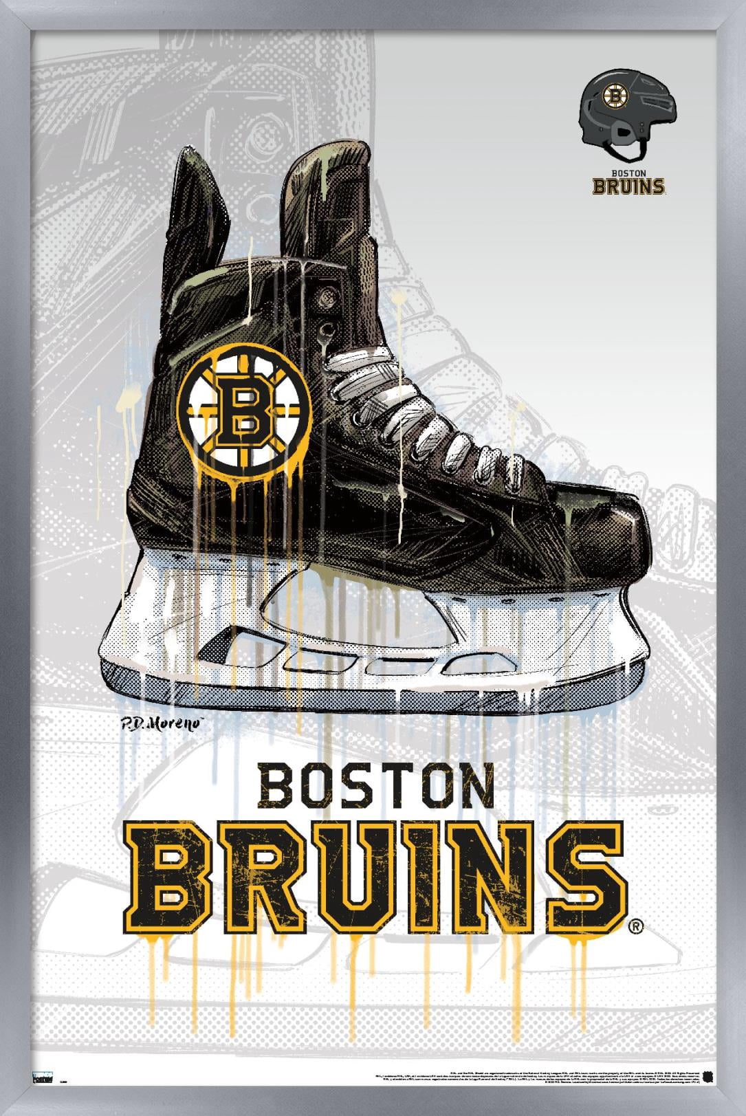 NHL Boston Bruins - Drip Skate 20 Wall Poster, 14.725" x 22.375", Framed