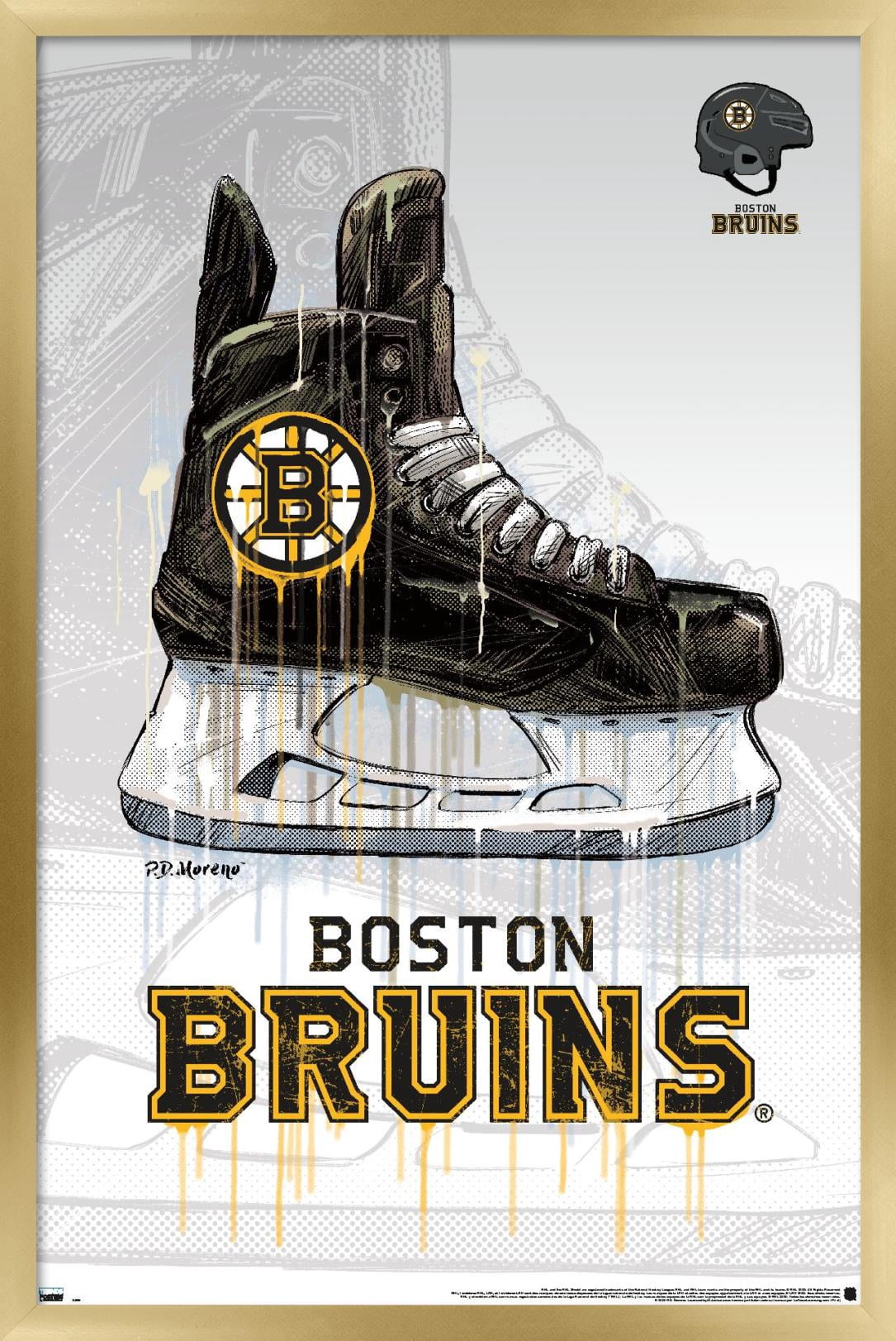 NHL Boston Bruins - Drip Skate 20 Wall Poster, 14.725" x 22.375", Framed