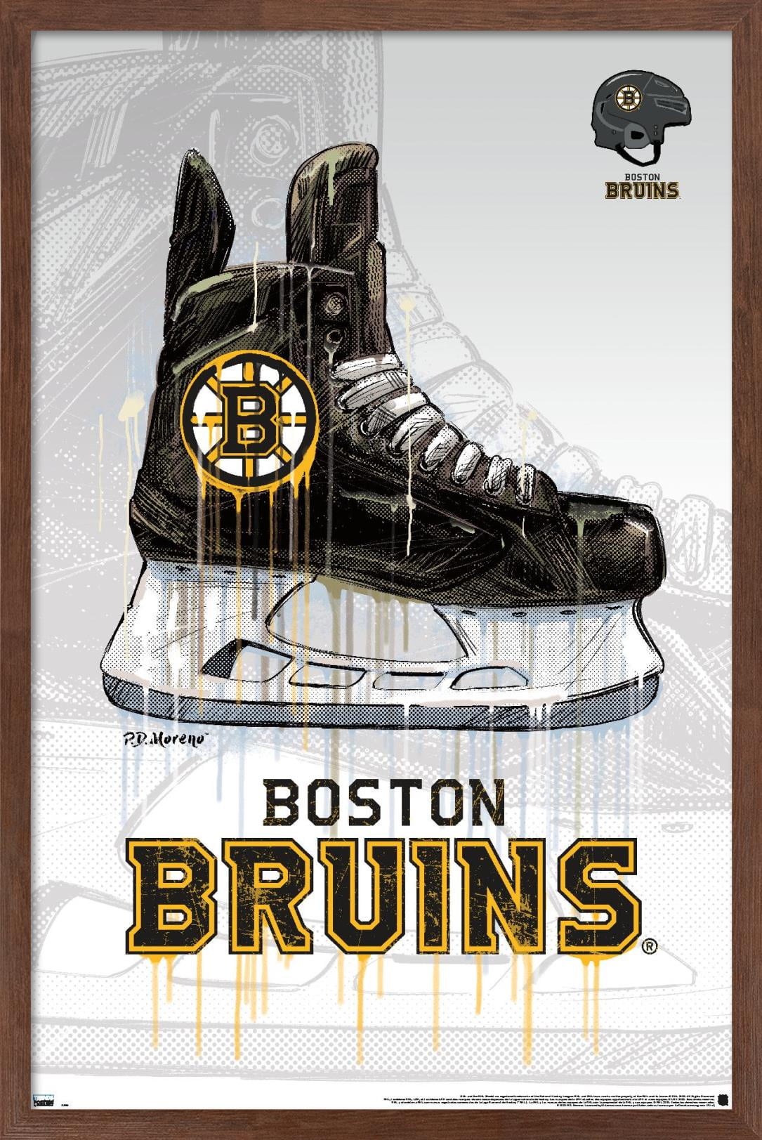 NHL Boston Bruins - Drip Skate 20 Wall Poster, 14.725" x 22.375", Framed