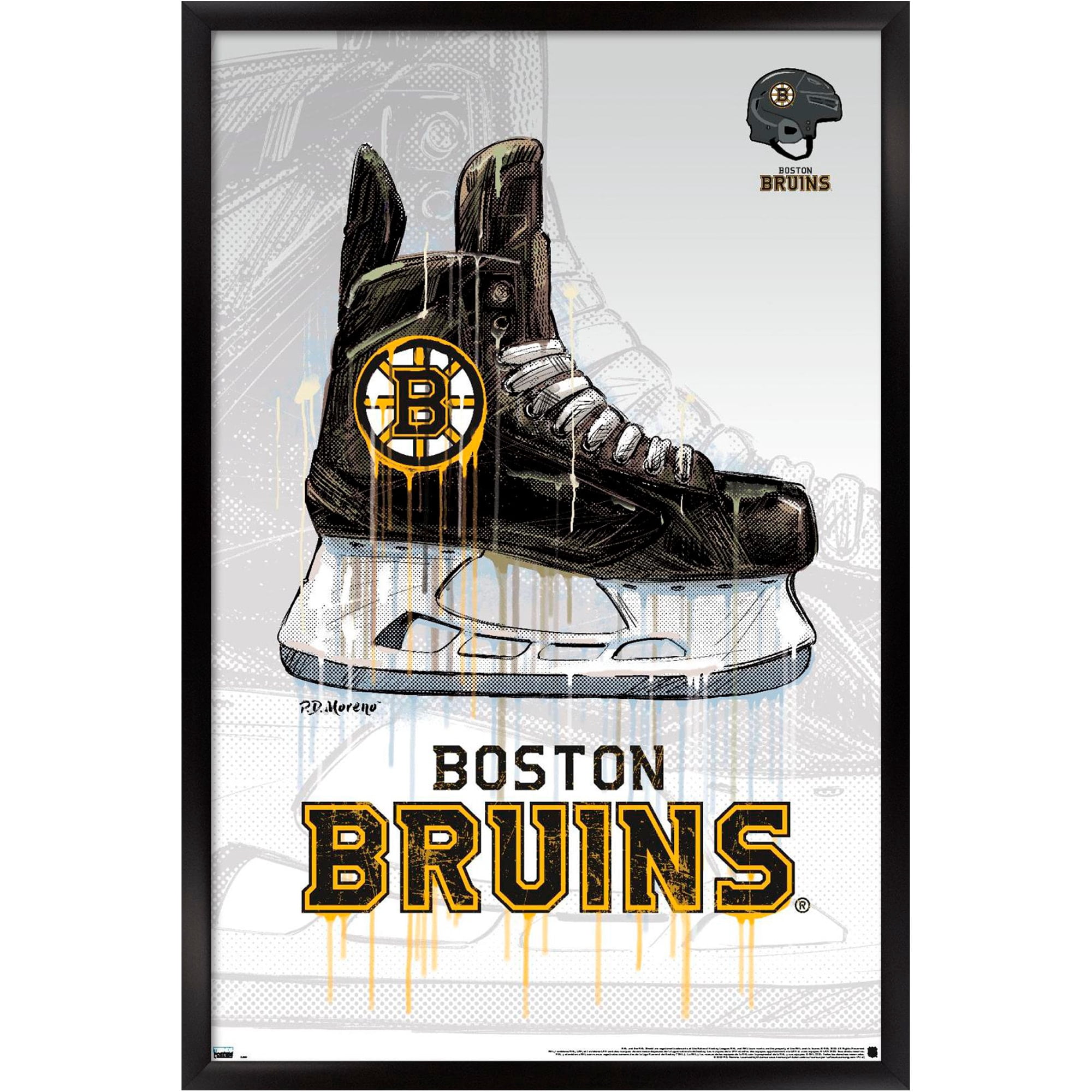 NHL Boston Bruins - Drip Skate 20 Wall Poster, 22.375" x 34", Framed