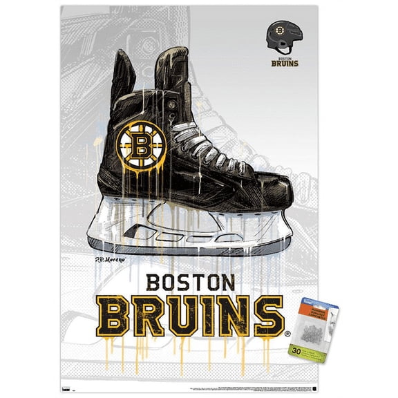 NHL Boston Bruins - Drip Skate 20 Wall Poster with Push Pins, 22.375" x 34"