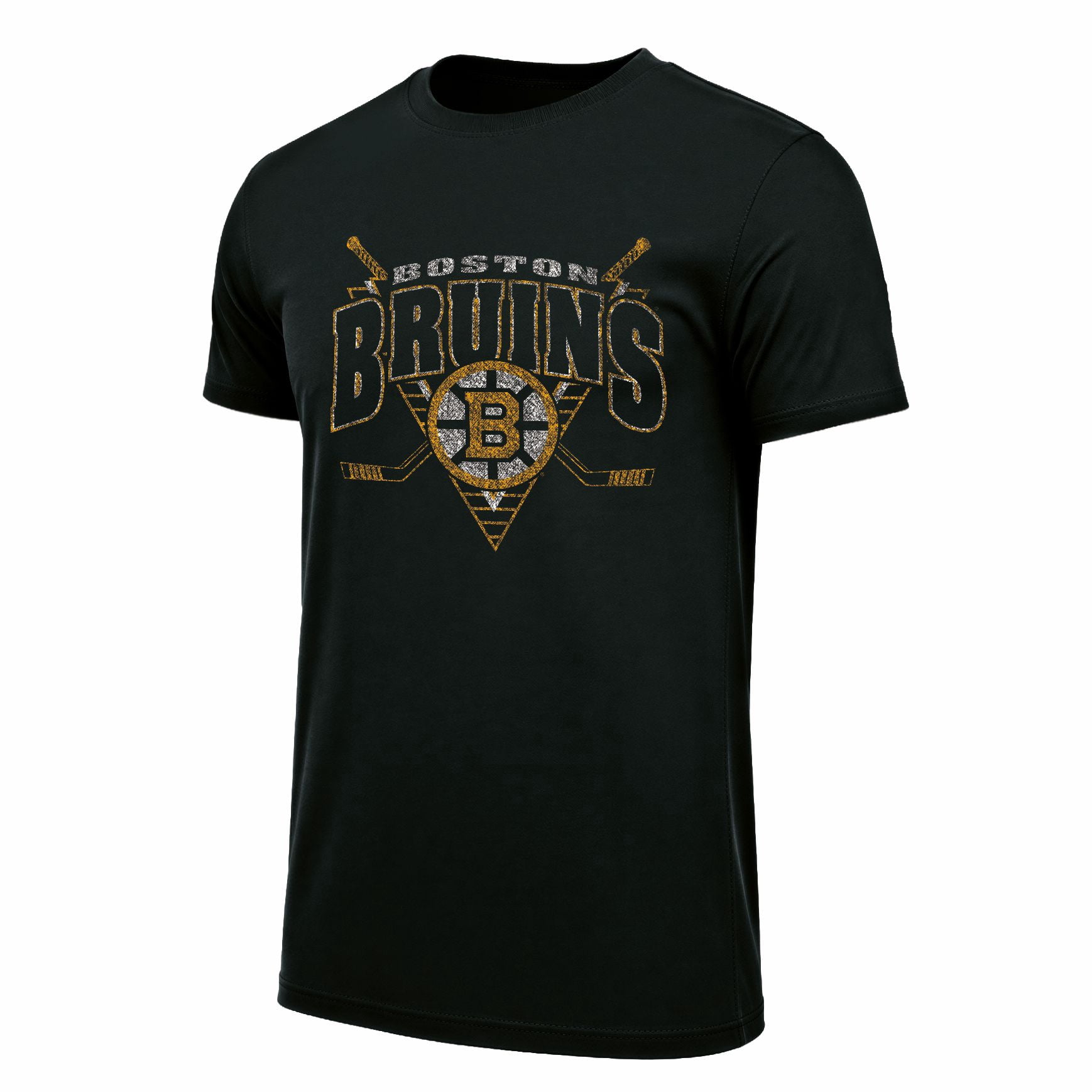 NHL Boston Bruins Men's 90's Cross Sticks Fashion Short Sleeve T-Shirt