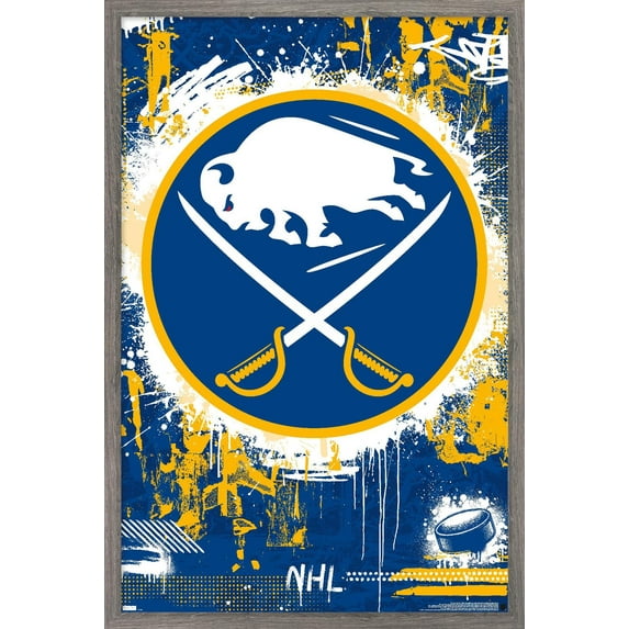 NHL Buffalo Sabres - Maximalist Logo 23 Wall Poster, 22.375" x 34" Framed