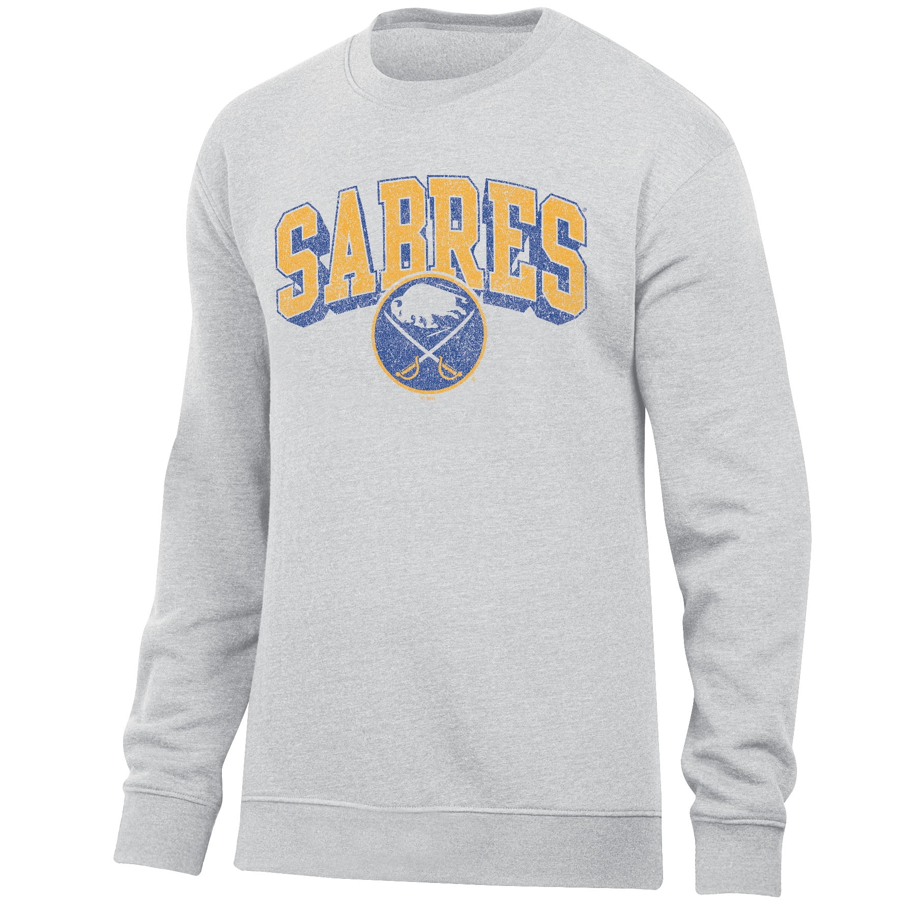 NHL Buffalo Sabres Men's Ash Arch-Over Logo Fleece Crew