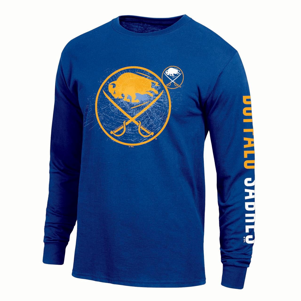NHL Buffalo Sabres Men's Team Color Double Graphic Long Sleeve T-Shirt