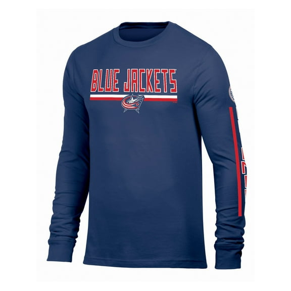 NHL COLUMBUS BLUEJACKETS Mens Primry Color Cotton Sleeve Hit Long Sleeve Tee