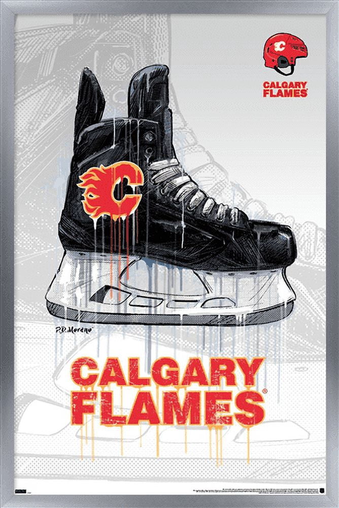 NHL Calgary Flames - Drip Skate 21 Wall Poster, 14.725" x 22.375", Framed