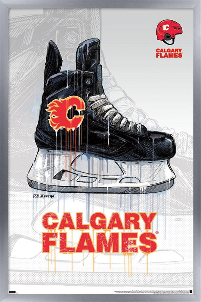 NHL Calgary Flames - Drip Skate 21 Wall Poster, 22.375" x 34", Framed