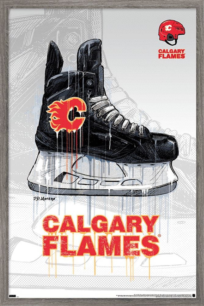 NHL Calgary Flames - Drip Skate 21 Wall Poster, 22.375" x 34", Framed