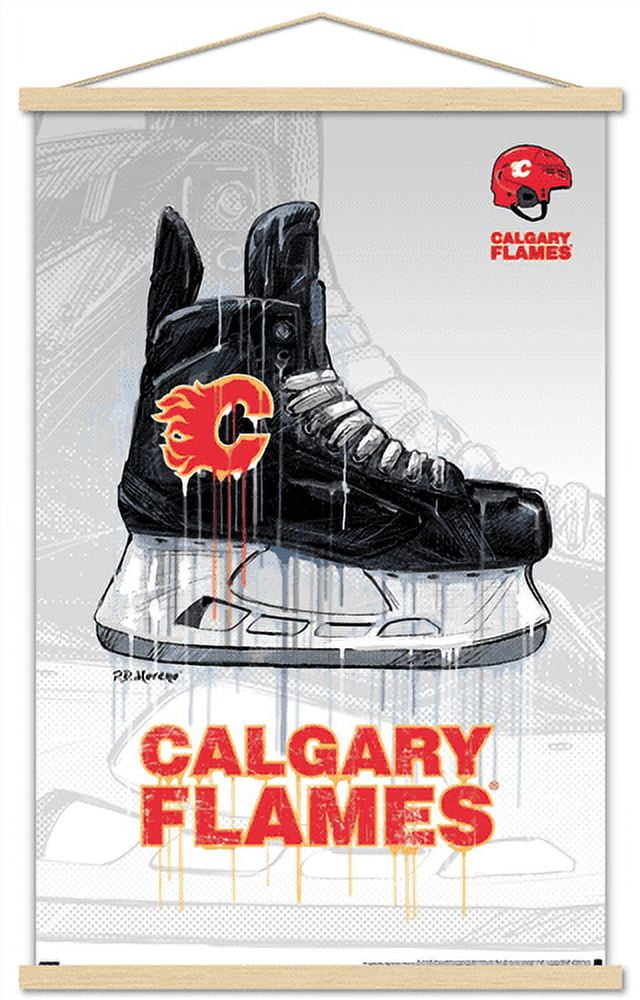 NHL Calgary Flames - Drip Skate 21 Wall Poster with Magnetic Frame, 22.375" x 34"