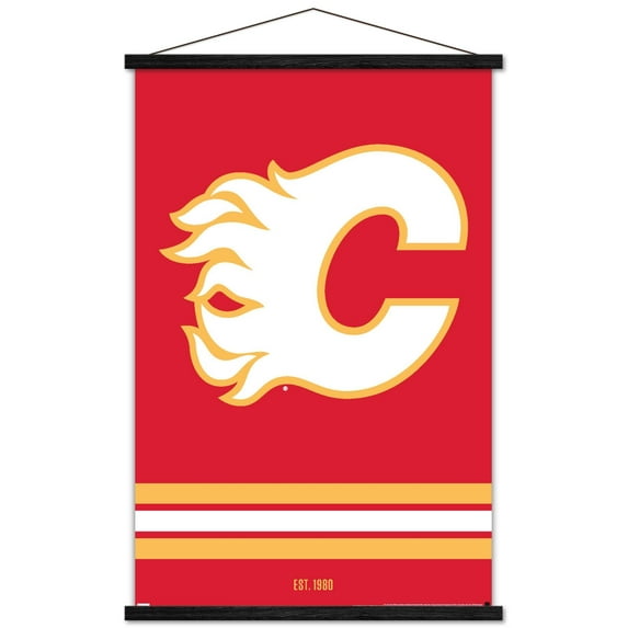 NHL Calgary Flames - Logo 21 Wall Poster with Wooden Magnetic Frame, 22.375" x 34"