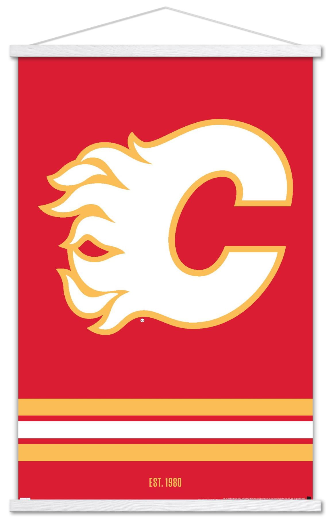 NHL Calgary Flames - Logo 21 Wall Poster with Wooden Magnetic Frame, 22.375" x 34"