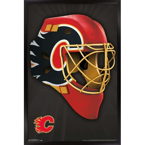 NHL Calgary Flames - Mask 16 Wall Poster, 14.725" x 22.375", Framed