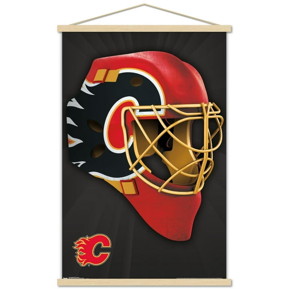 NHL Calgary Flames - Mask 16 Wall Poster with Wooden Magnetic Frame, 22.375" x 34"