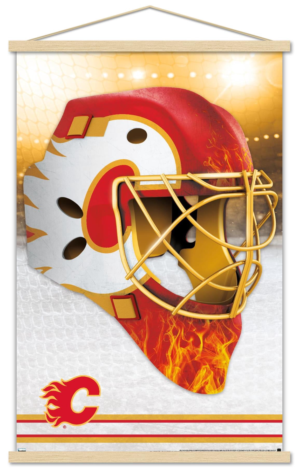NHL Calgary Flames - Mask 20 Wall Poster with Wooden Magnetic Frame, 22.375" x 34"