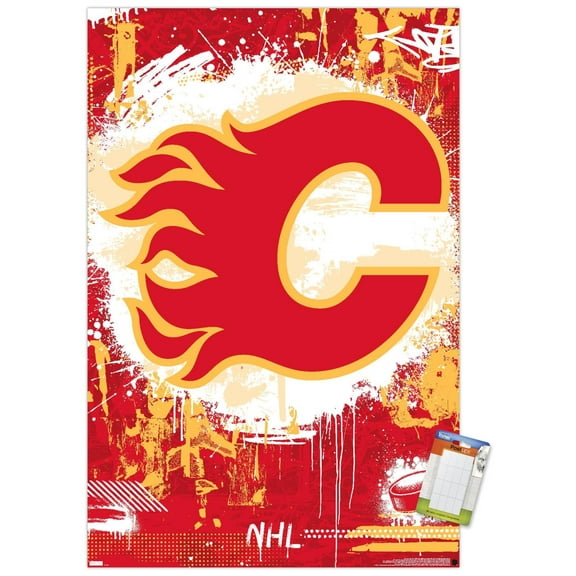 NHL Calgary Flames - Maximalist Logo 23 Wall Poster, 14.725" x 22.375"