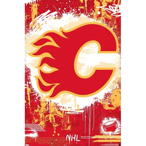 NHL Calgary Flames - Maximalist Logo 23 Wall Poster, 22.375" x 34"