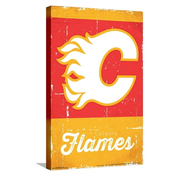 NHL Calgary Flames - Retro Logo 13 Canvas Wall Poster, 14.725" x 22.375"