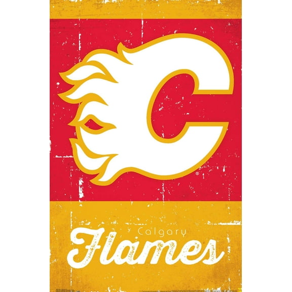 NHL Calgary Flames - Retro Logo 13 Wall Poster, 14.725" x 22.375"