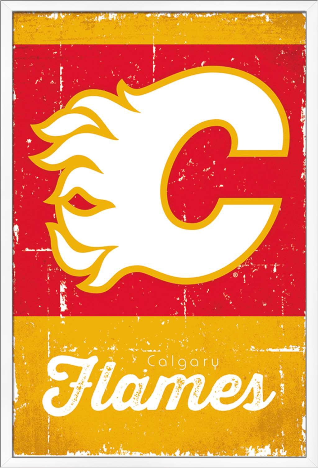 NHL Calgary Flames - Retro Logo 13 Wall Poster, 22.375" x 34", Framed