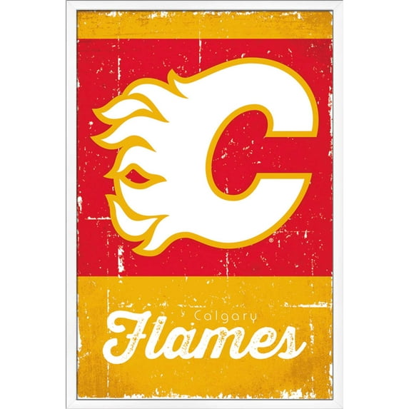 NHL Calgary Flames - Retro Logo 13 Wall Poster, 22.375" x 34", Framed