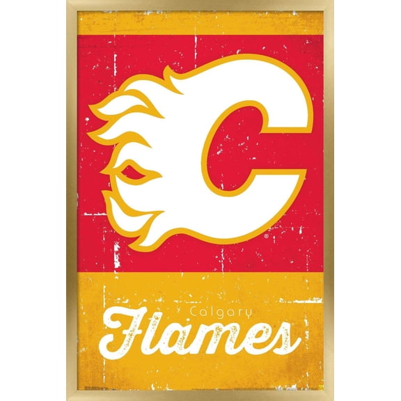 NHL Calgary Flames - Retro Logo 13 Wall Poster, 22.375" x 34", Framed