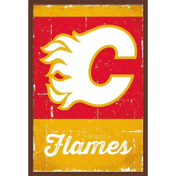 NHL Calgary Flames - Retro Logo 13 Wall Poster, 22.375" x 34", Framed
