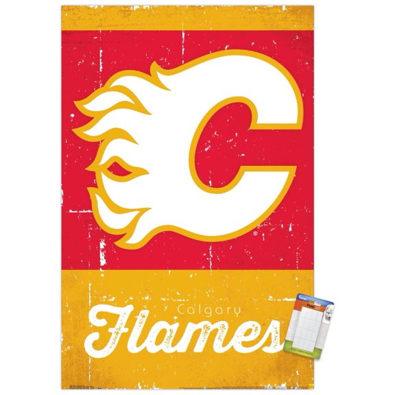 NHL Calgary Flames - Retro Logo 13 Wall Poster, 22.375" x 34"