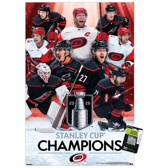 NHL Carolina Hurricanes - 2026 Stanley Cup Champions Wall Poster with Push Pins, 22.375" x 34"