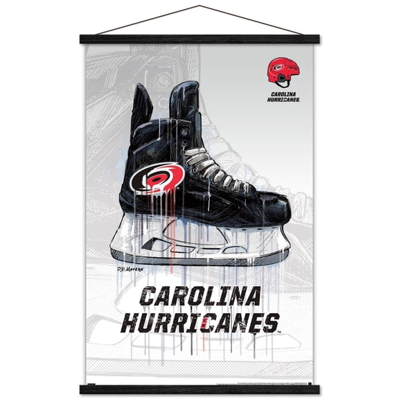 NHL Carolina Hurricanes - Drip Skate 21 Wall Poster with Wooden Magnetic Frame, 22.375" x 34"