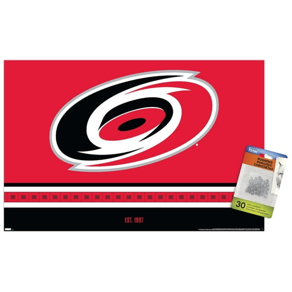 NHL Carolina Hurricanes - Logo 21 Wall Poster with Pushpins, 14.725" x 22.375"