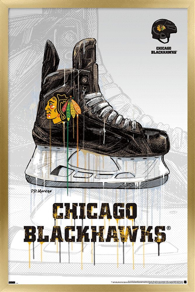 NHL Chicago Blackhawks - Drip Skate 21 Wall Poster, 14.725" x 22.375", Framed