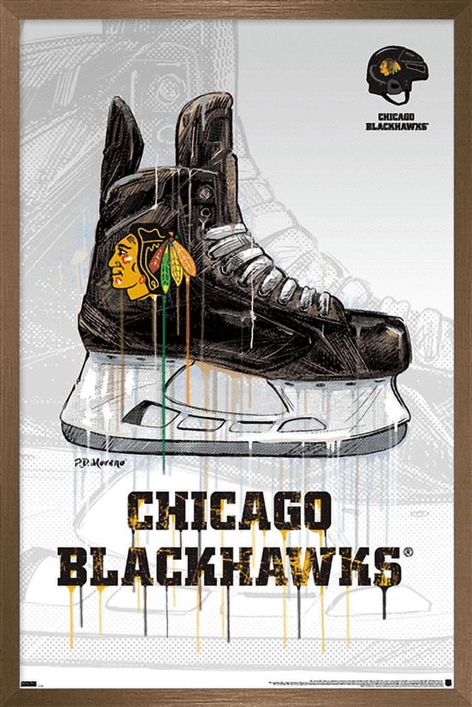 NHL Chicago Blackhawks - Drip Skate 21 Wall Poster, 14.725" x 22.375", Framed