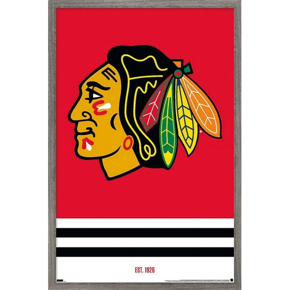 NHL Chicago Blackhawks - Logo 21 Wall Poster, 22.375" x 34", Framed