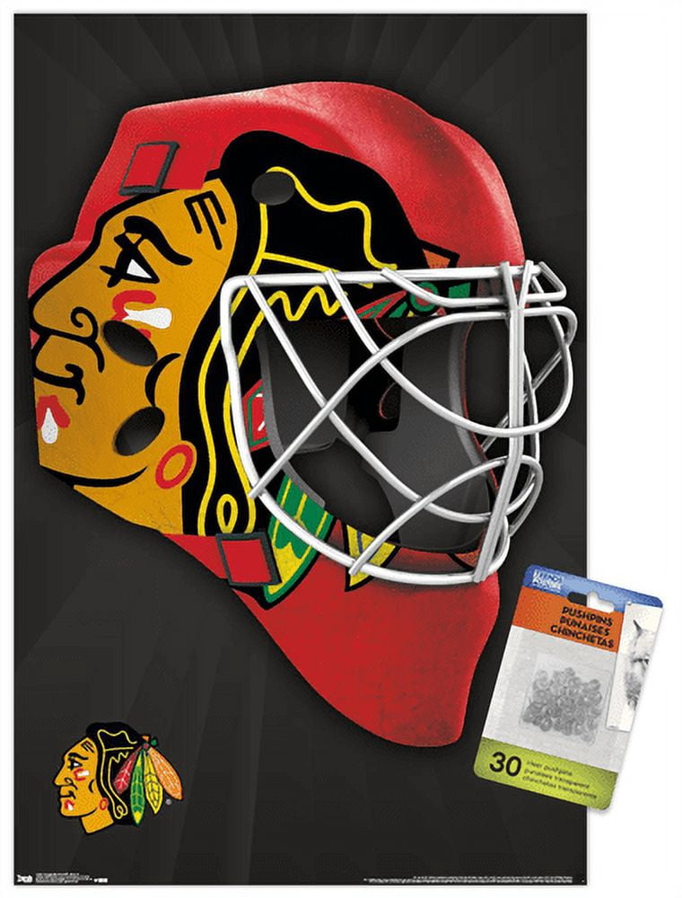 NHL Chicago Blackhawks - Mask 16 Wall Poster with Push Pins, 14.725" x 22.375"