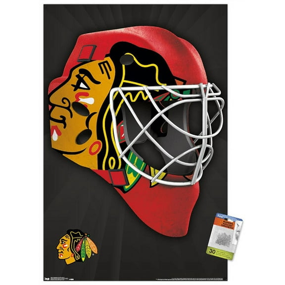 NHL Chicago Blackhawks - Mask 16 Wall Poster with Push Pins, 22.375" x 34"