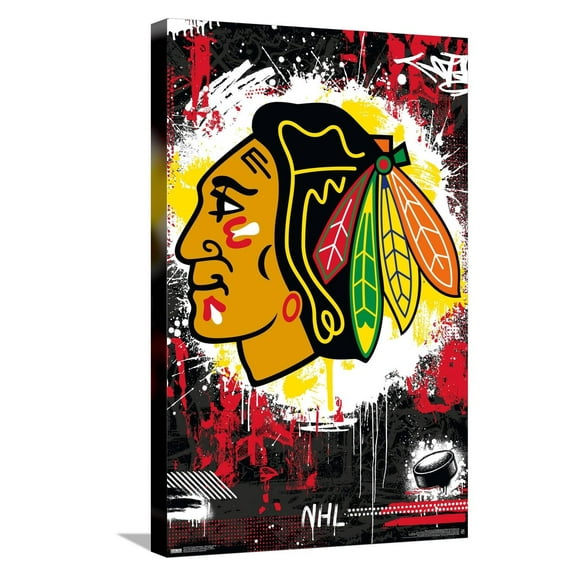 NHL Chicago Blackhawks - Maximalist Logo 23 Canvas Wall Poster, 14.725" x 22.375"