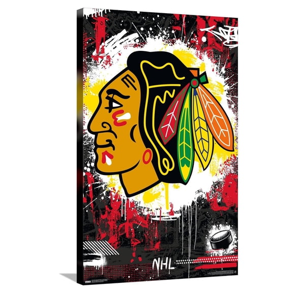 NHL Chicago Blackhawks - Maximalist Logo 23 Canvas Wall Poster, 22.375" x 34"
