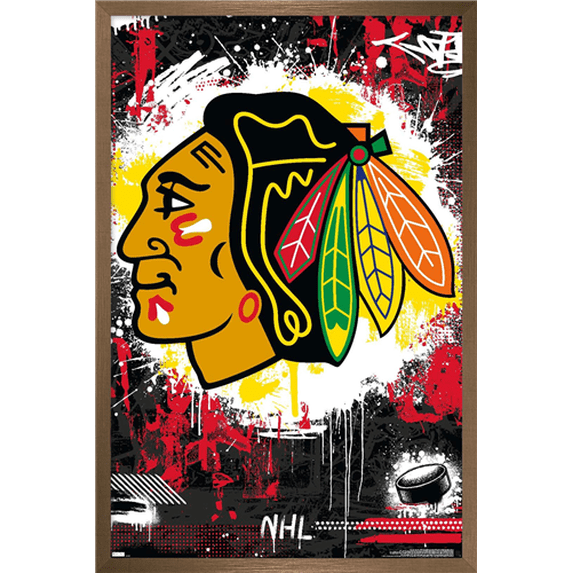 NHL Chicago Blackhawks - Maximalist Logo 23 Wall Poster, 14.725" x 22.375" Framed