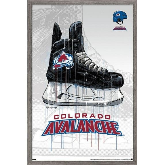 NHL Colorado Avalanche - Drip Skate 21 Wall Poster, 14.725" x 22.375", Framed
