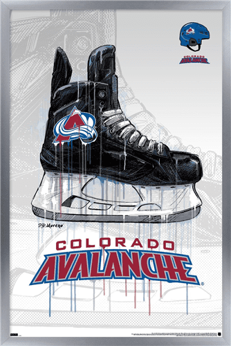 NHL Colorado Avalanche - Drip Skate 21 Wall Poster, 22.375" x 34", Framed