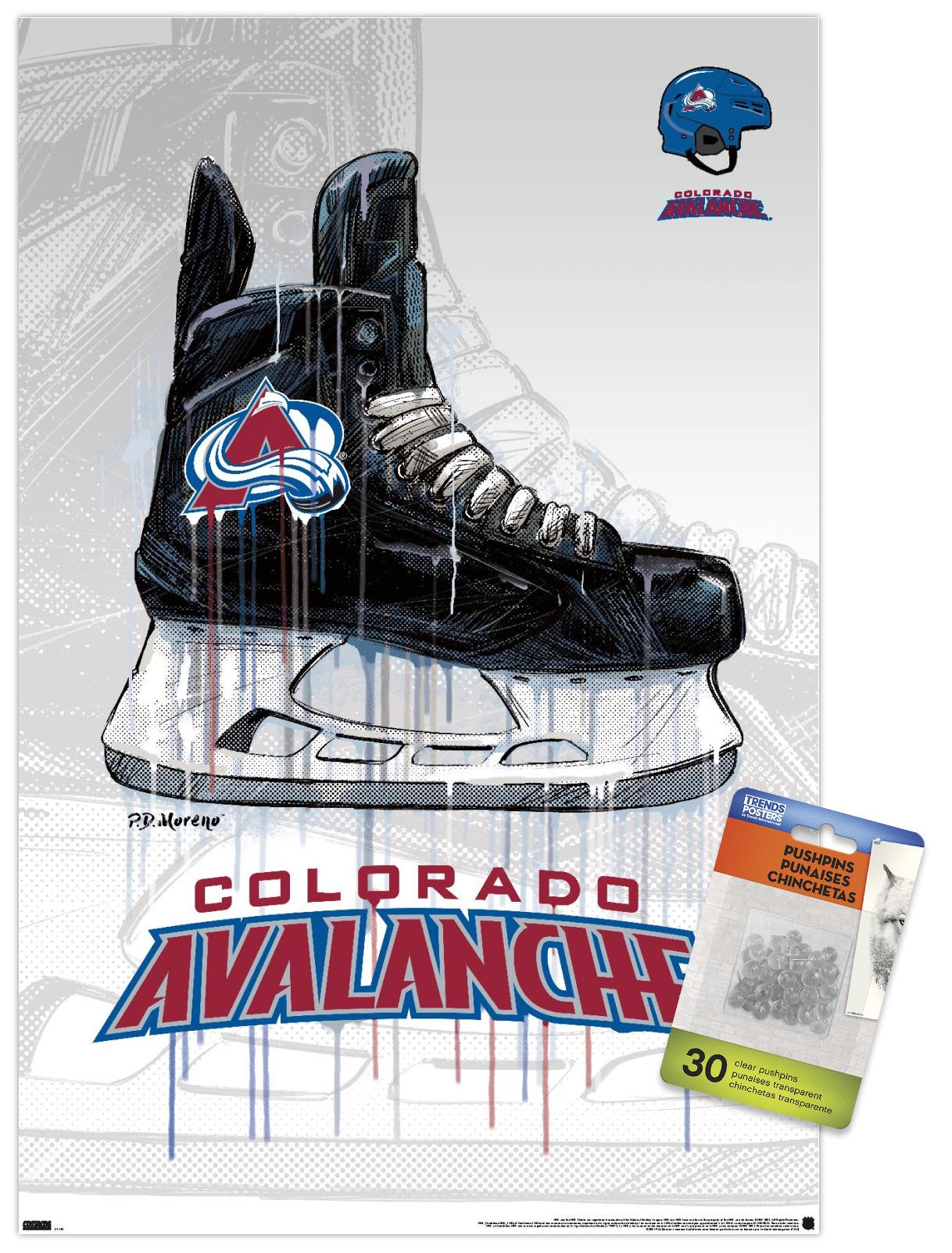 NHL Colorado Avalanche - Drip Skate 21 Wall Poster with Pushpins, 14.725" x 22.375"