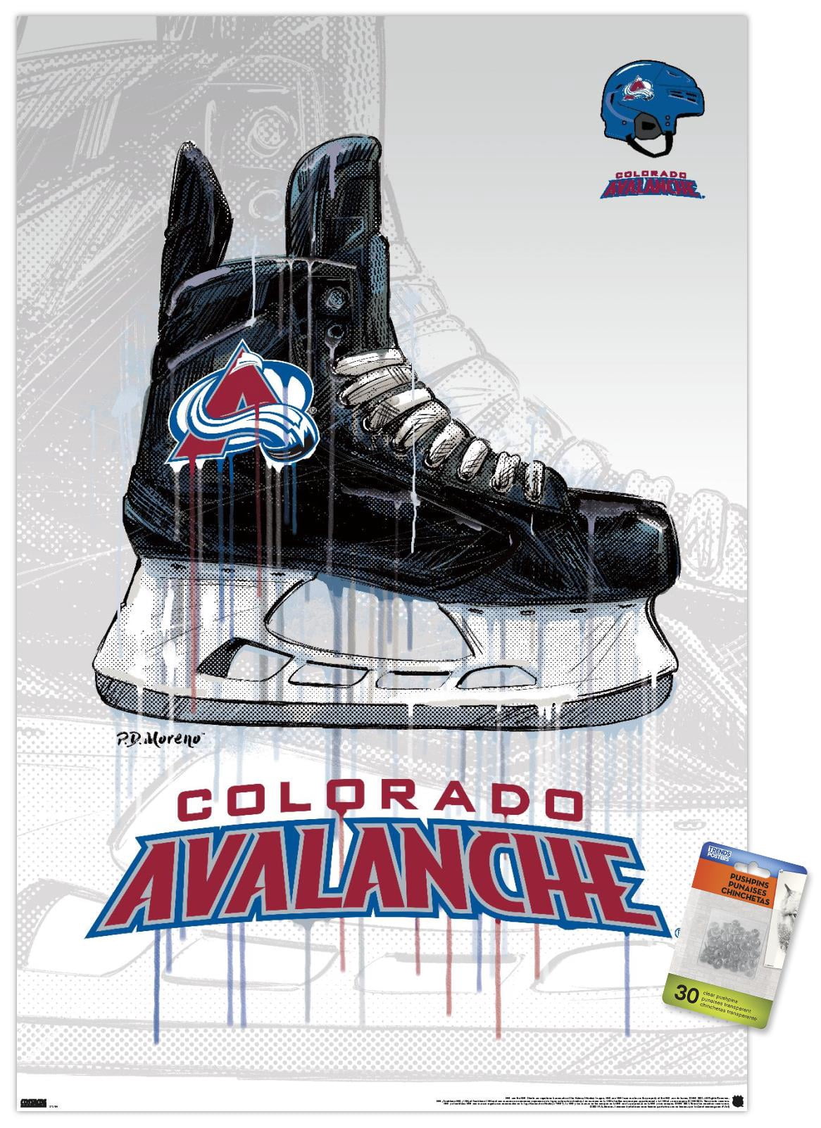 NHL Colorado Avalanche - Drip Skate 21 Wall Poster with Pushpins, 22.375" x 34"