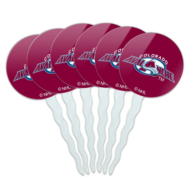 NHL Colorado Avalanche Logos Cupcake Picks Toppers Decoration Set of 6