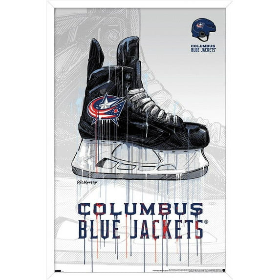 NHL Columbus Blue Jackets - Drip Skate 21 Wall Poster, 14.725" x 22.375", Framed