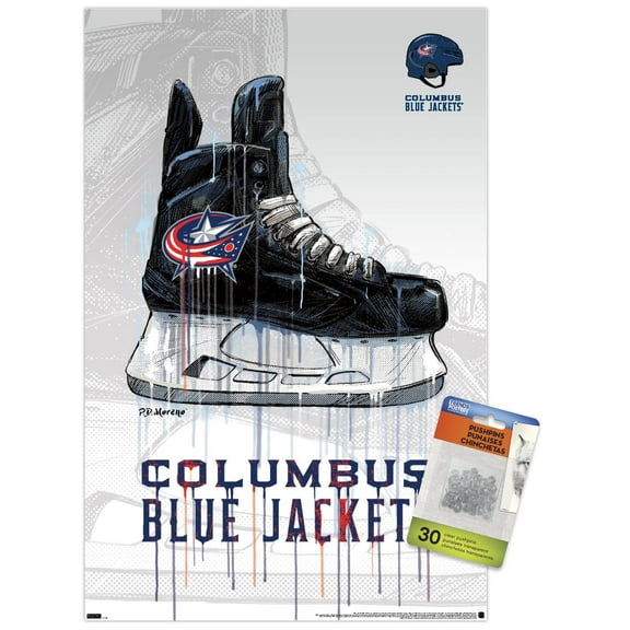 NHL Columbus Blue Jackets - Drip Skate 21 Wall Poster with Pushpins, 14.725" x 22.375"
