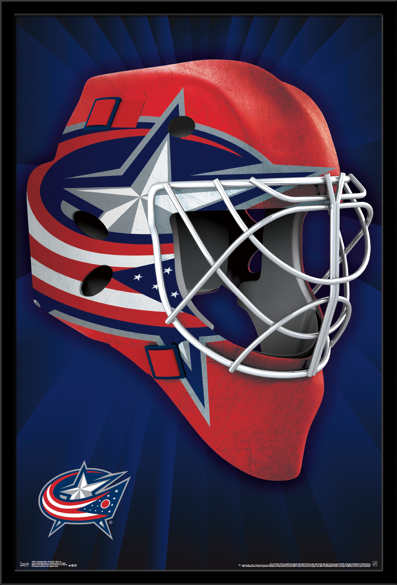 NHL Columbus Blue Jackets - Mask 16 Wall Poster, 22.375" x 34", Framed