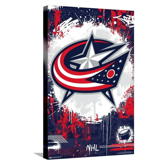 NHL Columbus Blue Jackets - Maximalist Logo 23 Canvas Wall Poster, 14.725" x 22.375"